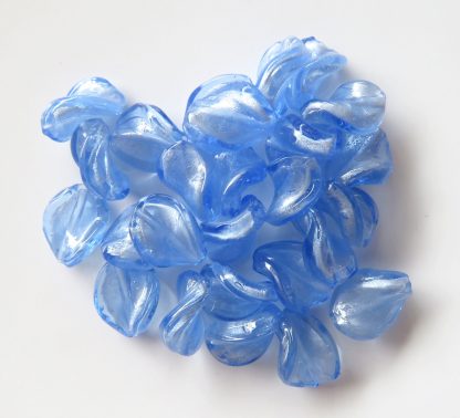 12x16mm pale blue twist lampwork silver foil glass beads