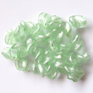 12x16mm pale green twist lampwork silver foil glass beads