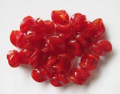 12x16mm red twist lampwork silver foil glass beads