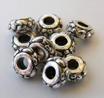3x6.5mm antique silver zinc alloy metal rondelle spacer beads