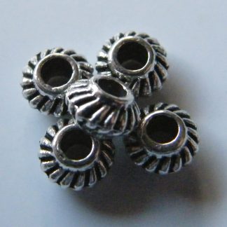 4x6mm antique silver zinc alloy metal bicone drum spacer beads