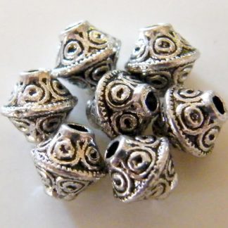 7x6mm antique silver zinc alloy metal bicone spacer beads