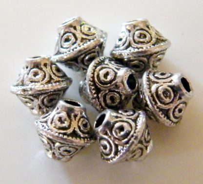 7x6mm antique silver zinc alloy metal bicone spacer beads