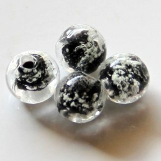 8mm black glow round lampwork glass beads