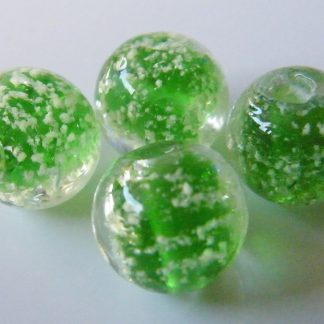8mm dark green glow round lampwork glass beads