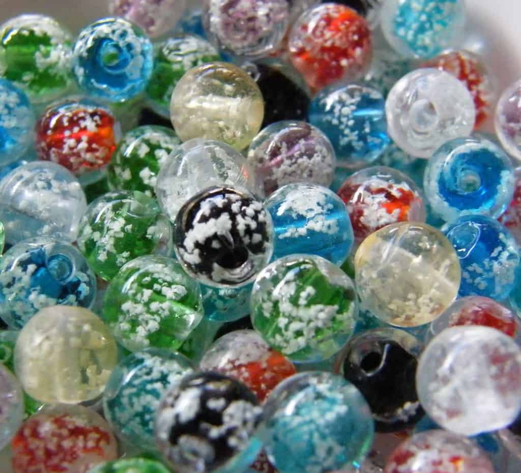 30pcs 8mm Round "Glow-in-the-Dark" Lampwork Glass Beads - Mixed