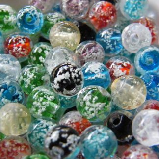 8mm mixed glow round lampwork glass beads