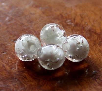 8mm white glow round lampwork glass beads