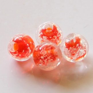 8mm red glow round lampwork glass beads