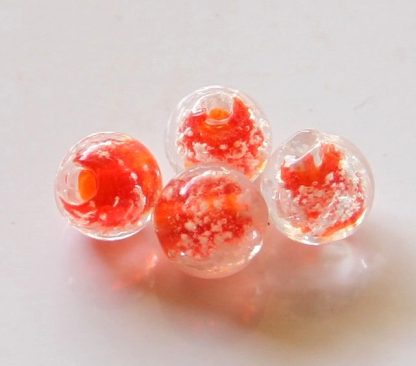 8mm red glow round lampwork glass beads