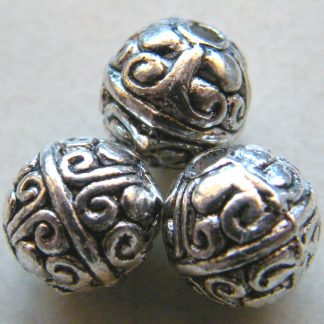 8mm antique silver zinc alloy metal round spacer beads