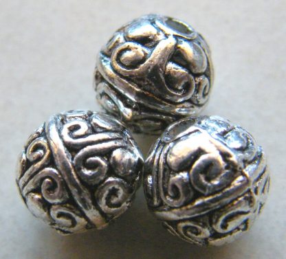 8mm antique silver zinc alloy metal round spacer beads