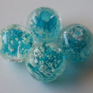 8mm turquoise glow round lampwork glass beads