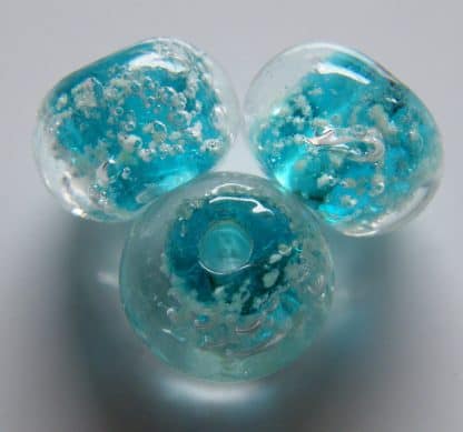 8x10mm turquoise glow rondelle lampwork glass beads
