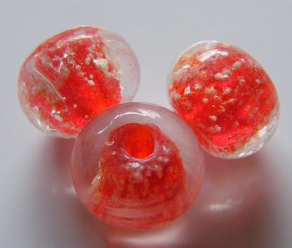 8x10mm bright red glow rondelle lampwork glass beads