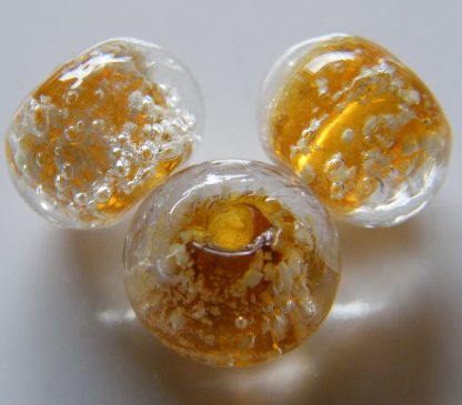 8x10mm amber glow rondelle lampwork glass beads