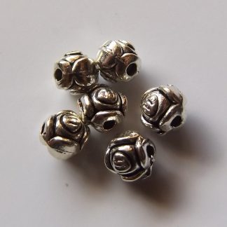 6mm antique silver zinc alloy metal round rose spacer beads