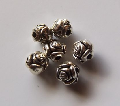 6mm antique silver zinc alloy metal round rose spacer beads