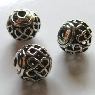 8mm antique silver hollow round metal alloy spacer beads