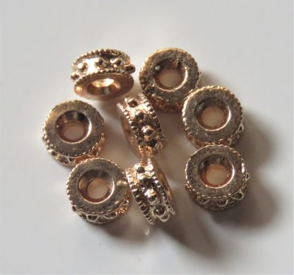 3x6mm rose gold metal alloy daisy tube spacer beads