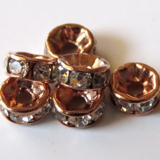 5mm Rhinestone Crystal Rondelle Spacers Rose Gold