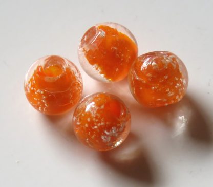 8mm orange glow round lampwork glass beads