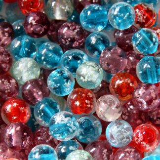 6mm mixed glow round lampwork glass beads