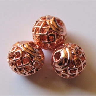 8mm rose gold hollow round metal alloy spacer beads