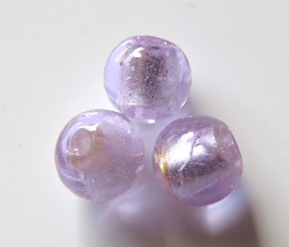 10mm lilac round lampwork silver foil glass beads