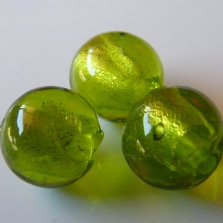 10mm bright green round lampwork silver foil glass beads