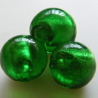 10mm dark green round lampwork silver foil glass beads