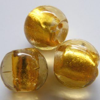 10mm golden round lampwork silver foil glass beads