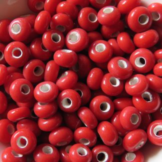 4x7mm rondelle lampwork glass beads red