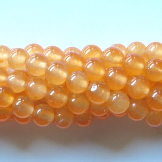 6mm malaysian jade round gemstone bead bright orange topaz