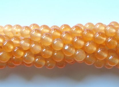 6mm malaysian jade round gemstone bead bright orange topaz