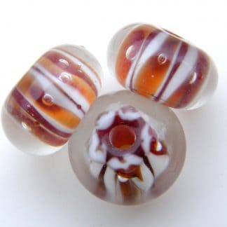7.5x12mm rondelle lampwork glass beads orange
