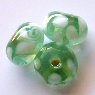 8x12mm rondelle lampwork glass beads pale green