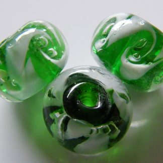 9x14mm rondelle lampwork glass beads bright green