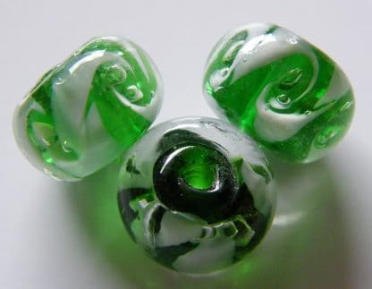9x14mm rondelle lampwork glass beads bright green