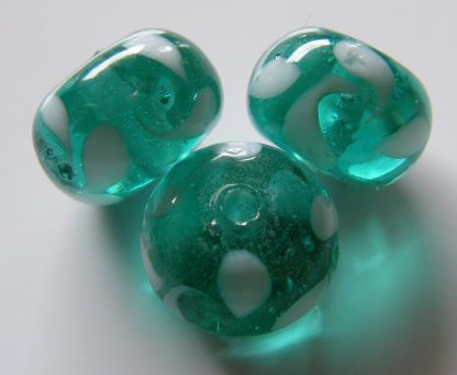 9x14mm rondelle lampwork glass beads teal