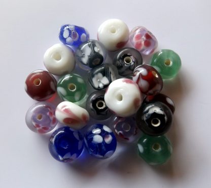 8x12mm rondelle lampwork glass beads mixed