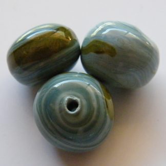 10x14mm rondelle lampwork glass beads turquoise brown