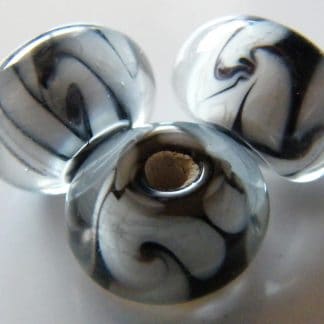 7.5x12mm rondelle lampwork glass beads black white