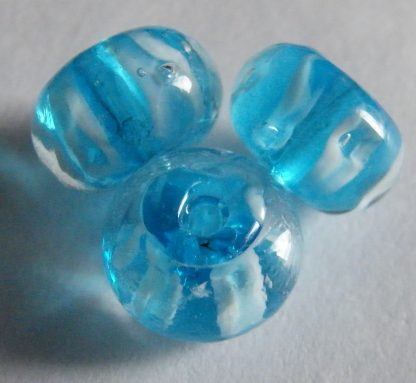 8x13mm rondelle lampwork glass beads bright aqua