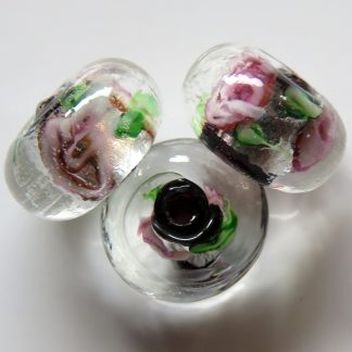 8x12mm rondelle silver foil lampwork glass beads