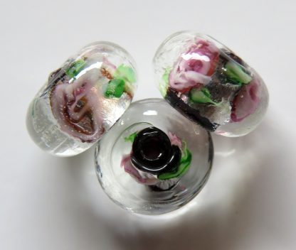 8x12mm rondelle silver foil lampwork glass beads