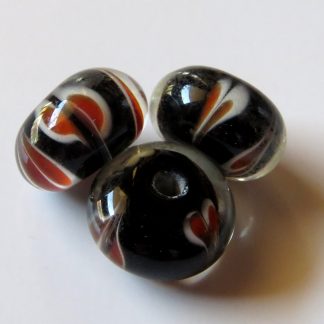 8x12mm rondelle lampwork glass beads black orange