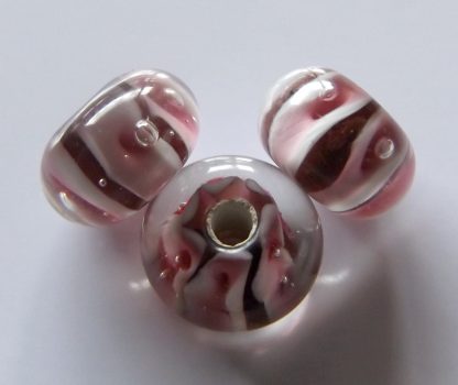 7x11.5mm rondelle lampwork glass beads dark pink