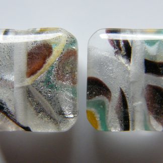 12x6mm square silver foil lampwork glass beads