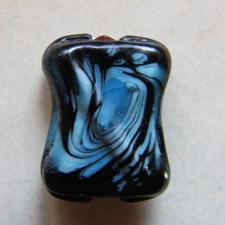 16x14mm lampwork glass hourglass beads black blue